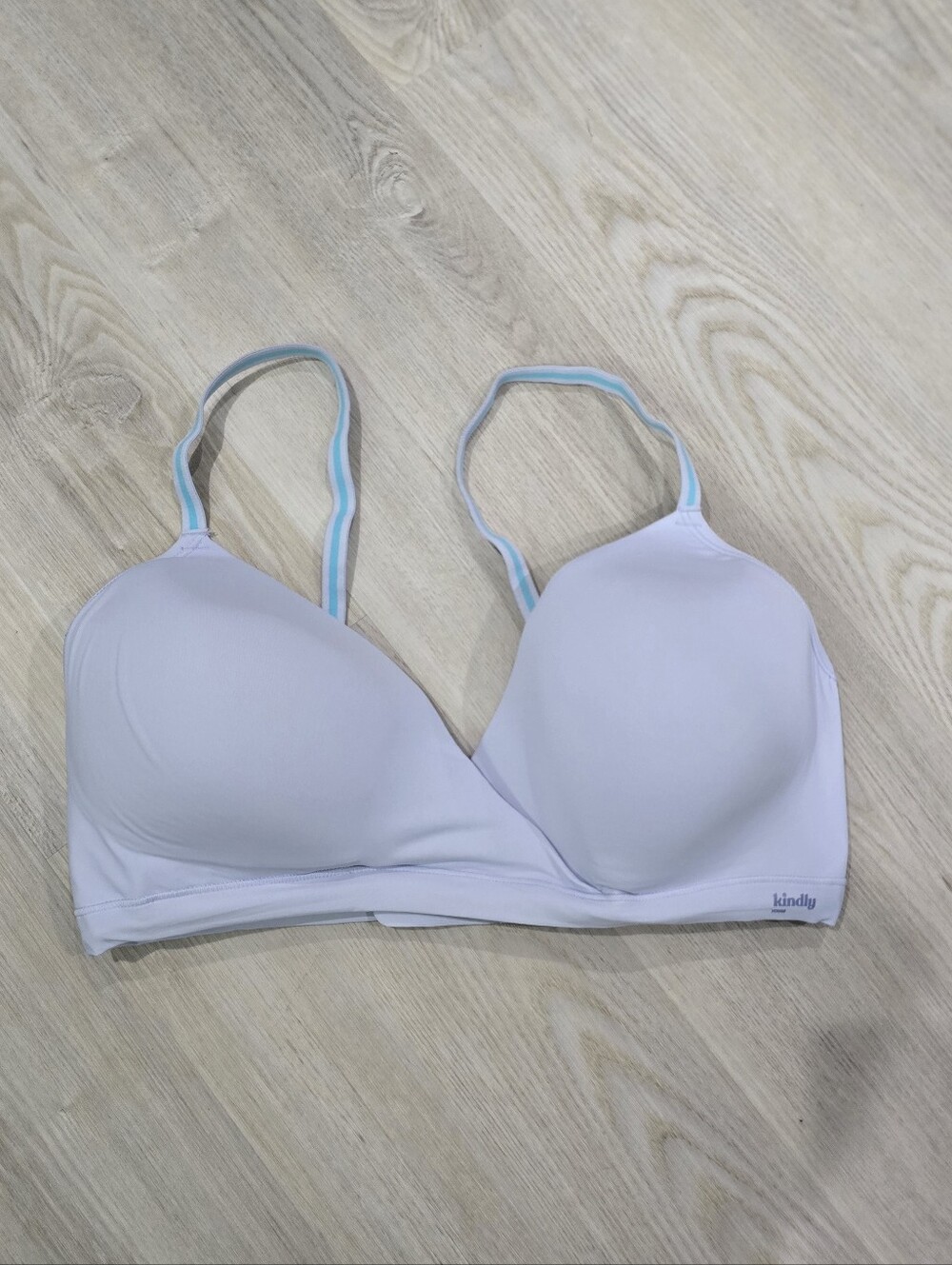 Kindly Yours Women's So Comfy Lightly Lined Micro Wire-Free Bra Blue Size XL